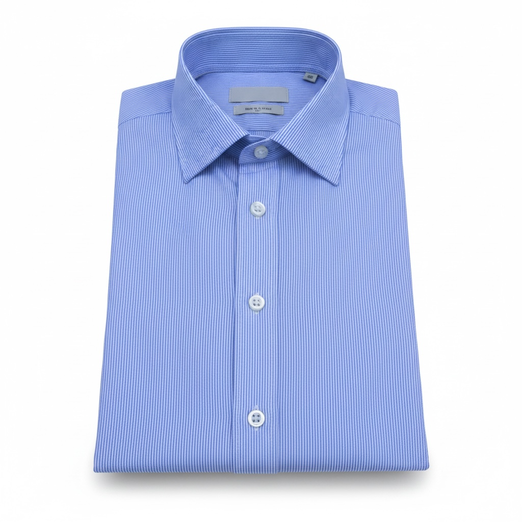 Camisa de vestir para hombre azul con rayas blancas